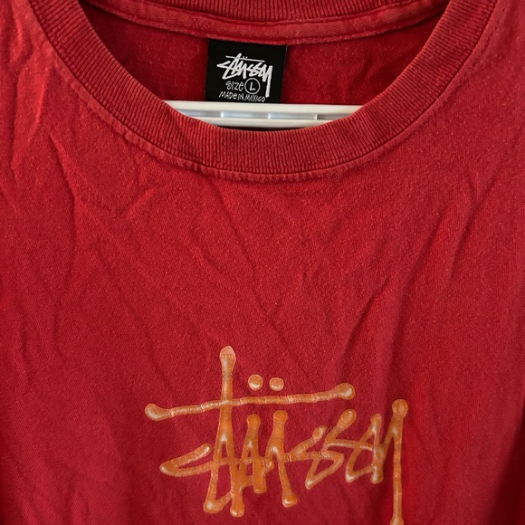 Stussy Bold Red Tee with Yellow Logo - Picture 3 of 3